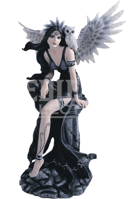 Gothic Angel With Snow Owl Statue - Gothic Fairy Figurines, HD Png Download - Owl Transparent PNG Free Download