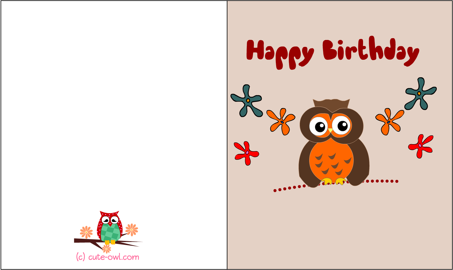 Cute Birthday Card Templates Free, HD Png Download - Owl Transparent PNG Free Download
