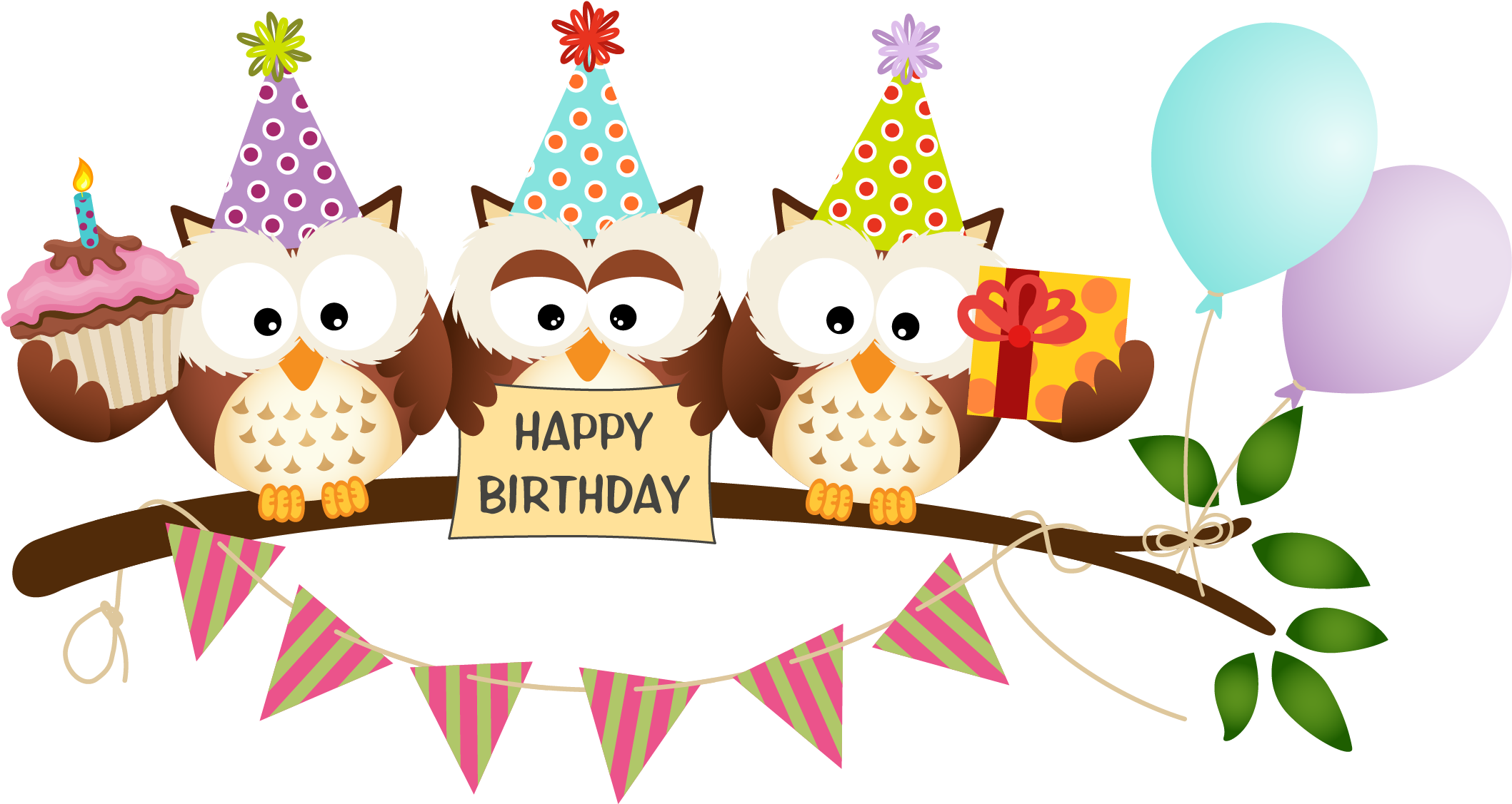 Vector Free Library Cartoon Owl Material - Cute Happy Birthday Sticker, HD Png Download - Owl Transparent PNG Free Download