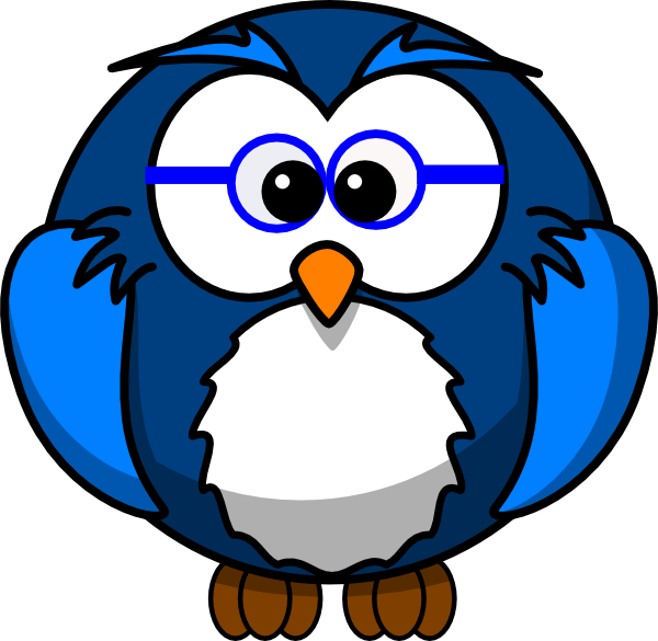 Blue Owl With Glasses Svg Clip Arts - Cartoon Owl Transparent Background, HD Png Download - Owl Transparent PNG Free Download