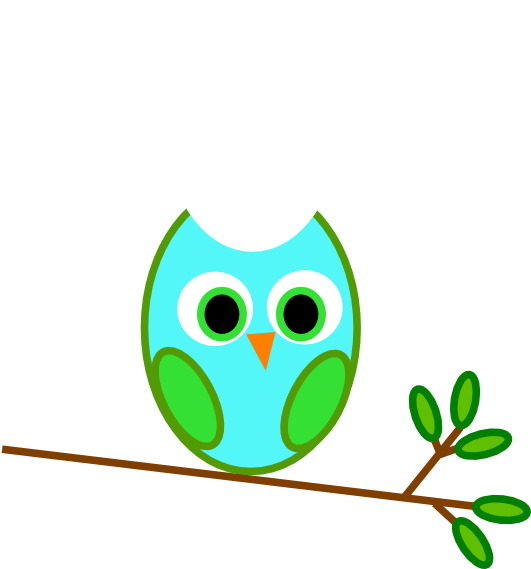 Blue Green Owl On A Branch Svg Clip Arts - Pink And Green Owl, HD Png Download - Owl Transparent PNG Free Download