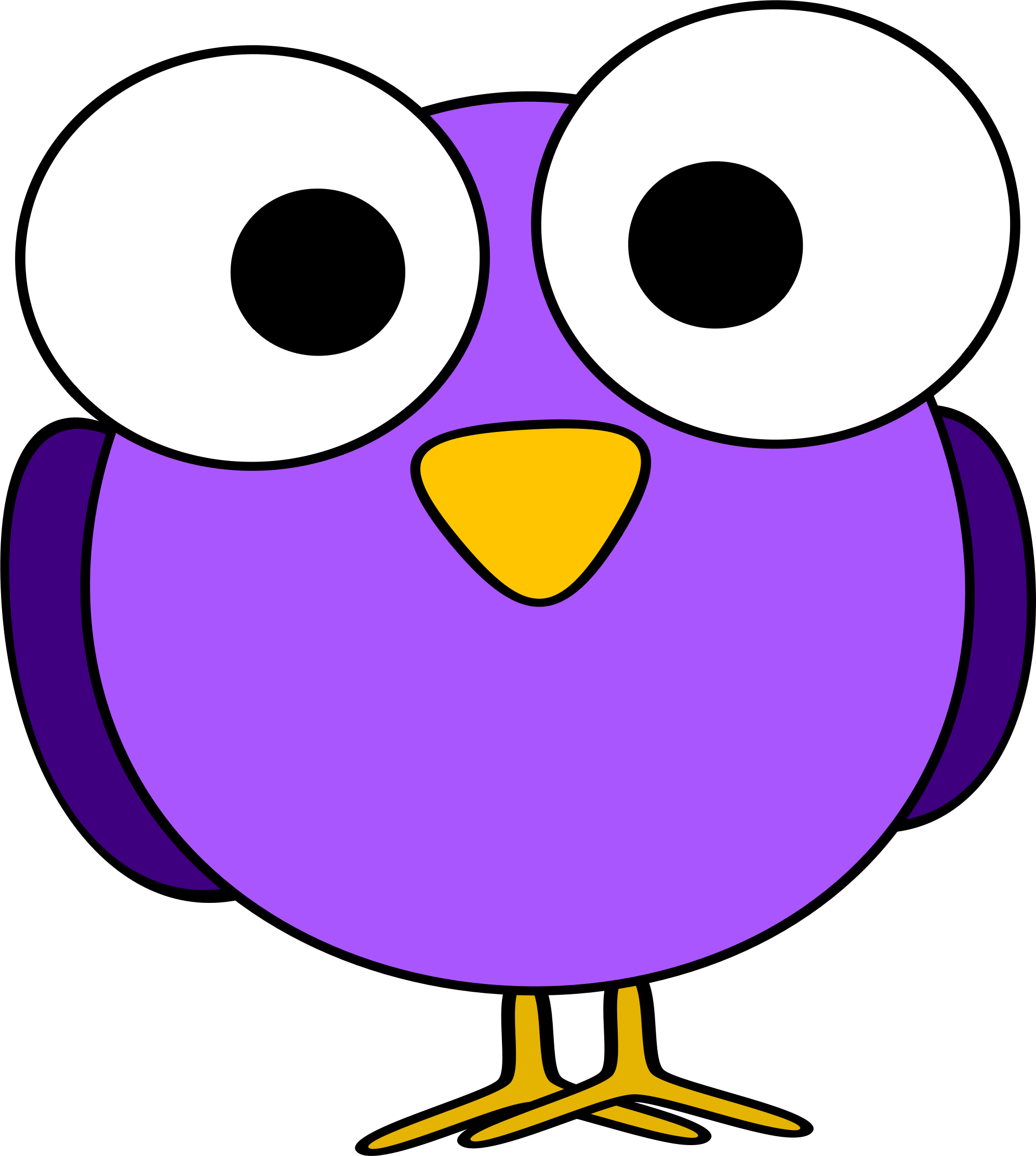 Purple Googly-eye Bird Clip Arts - Cartoon Owl Big Eyes, HD Png Download - Owl Transparent PNG Free Download