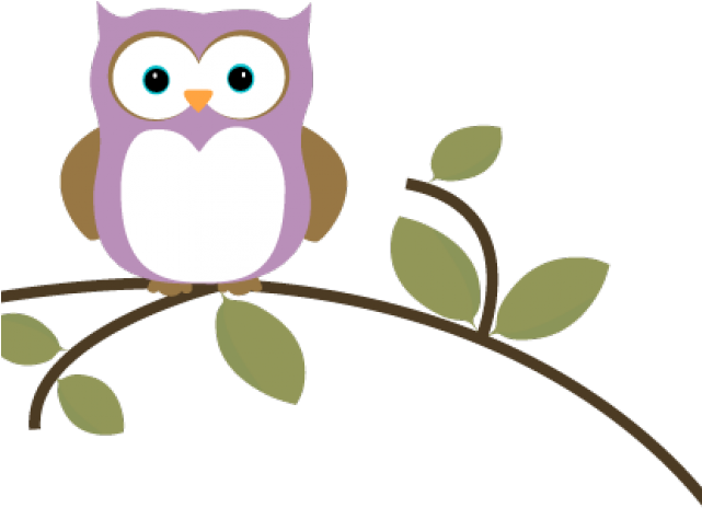 Leafy Branch Cliparts - Purple Cute Owl Clipart, HD Png Download - Owl Transparent PNG Free Download