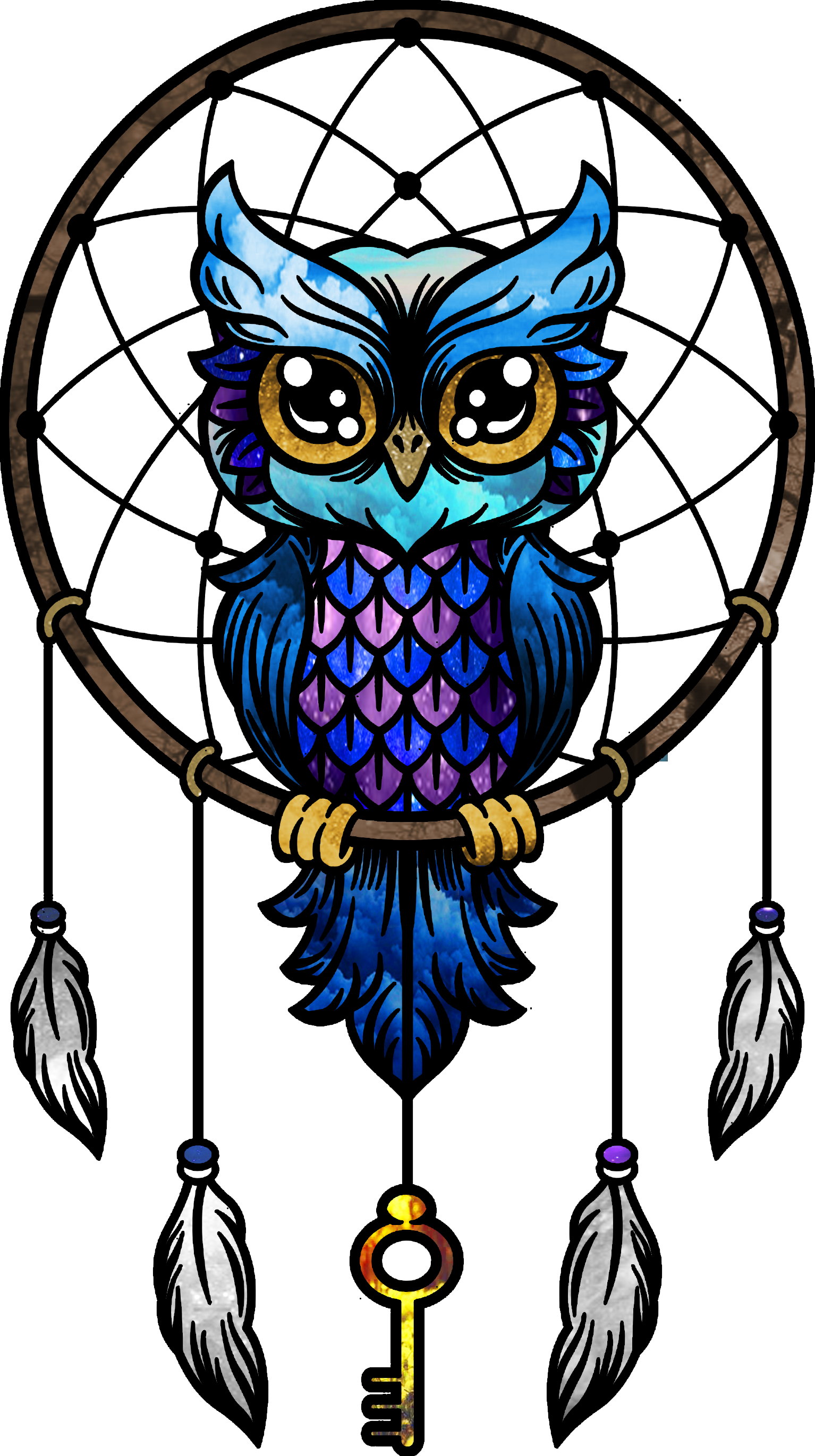 Owl Dream Catcher Colored, HD Png Download - Owl Transparent PNG Free Download