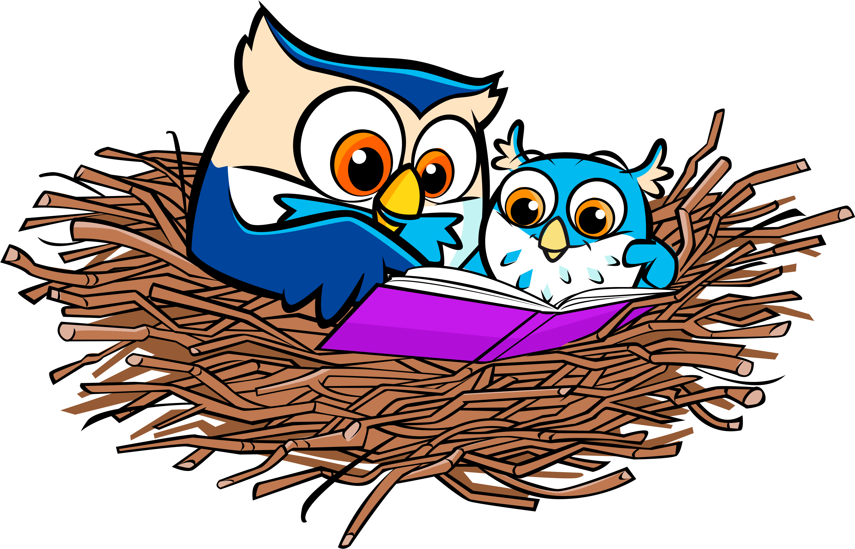 Nest Clipart Nest Outline - Owl In Nest Clip Art, HD Png Download - Owl Transparent PNG Free Download