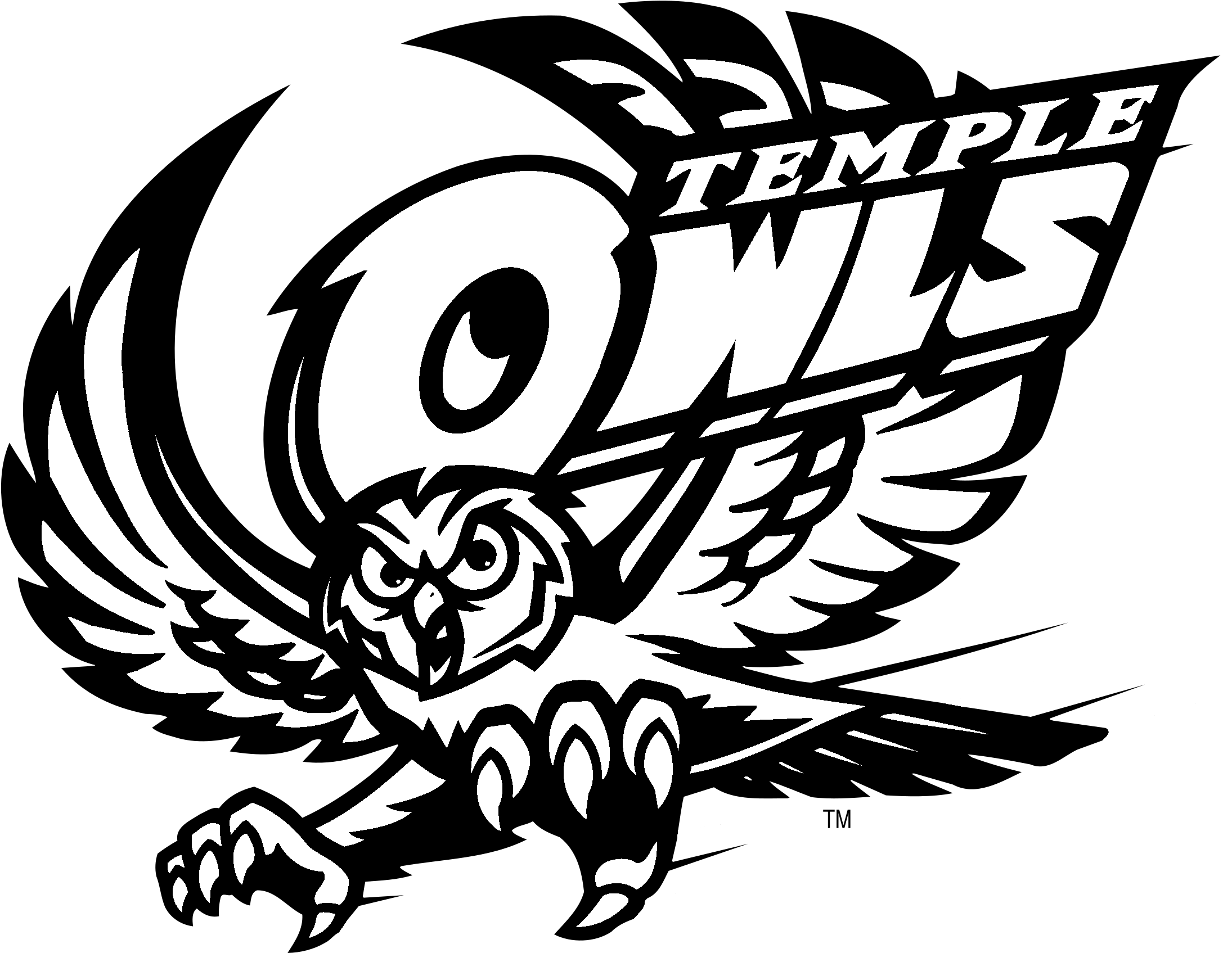 Temple Owls Logo Black And White - Temple University Japan Mascot, HD Png Download - Owl Transparent PNG Free Download
