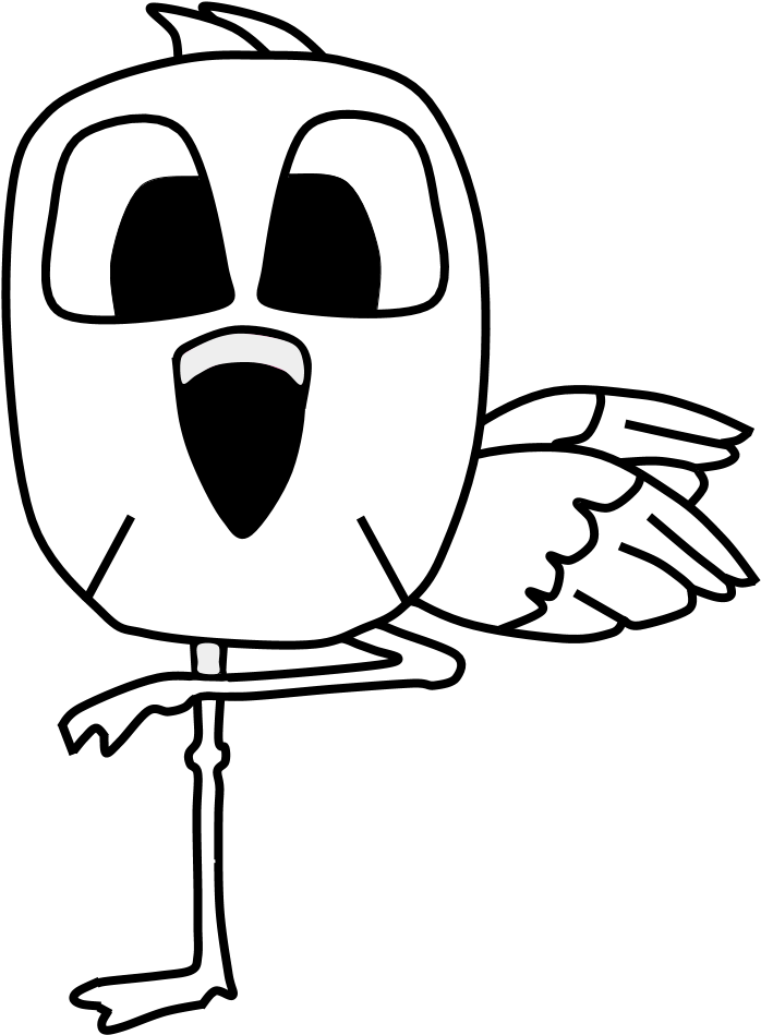 Flamingo, Big Eyes, Black And White, Cartoon Animal, - Cartoon Animal Black And White, HD Png Download - Owl Transparent PNG Free Download