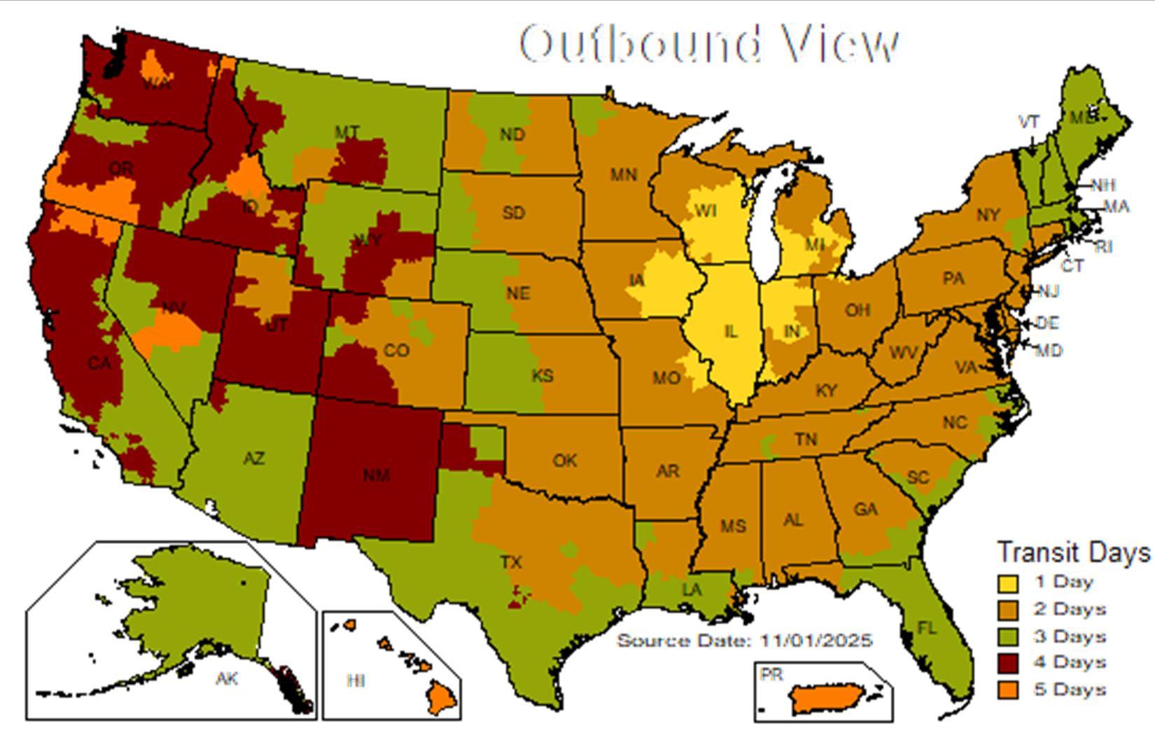UPS Ground shipping estimates from Berwyn, IL