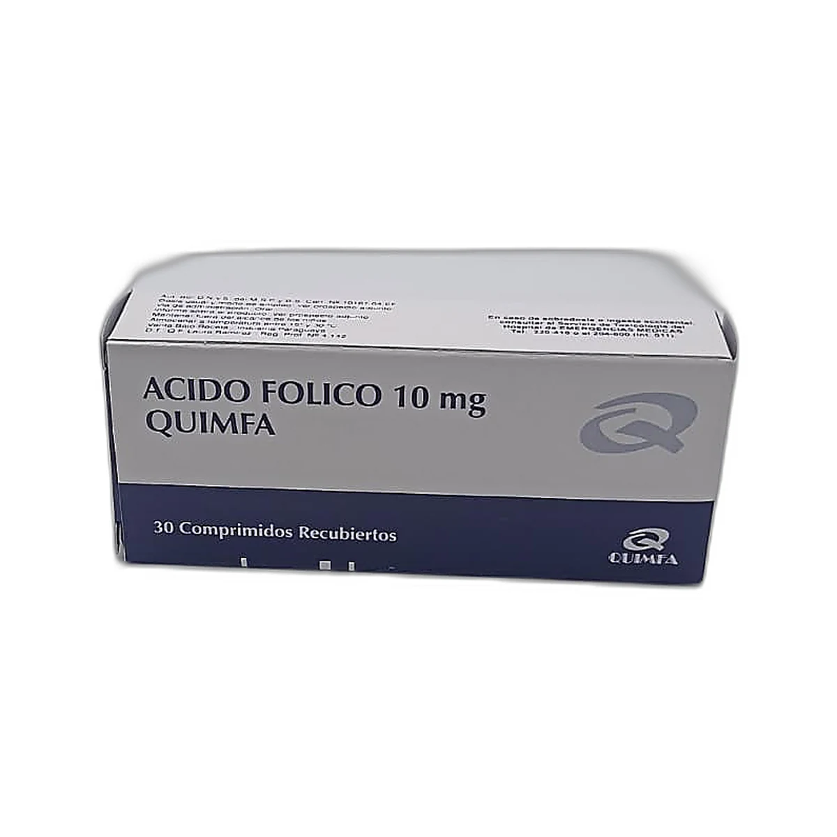 Acido folico 10 mg. quimfa comp. rec. caja x 30