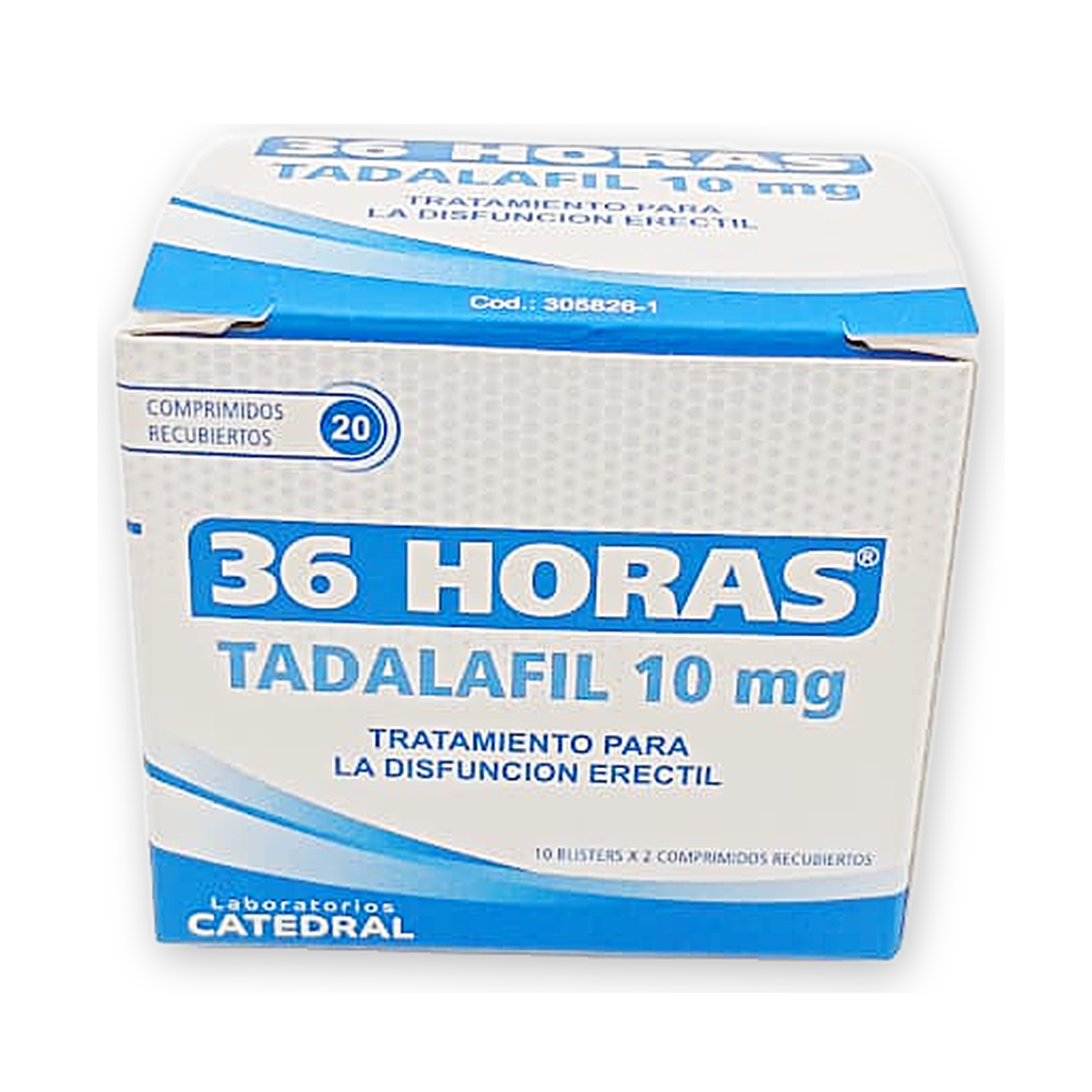 Tadalafil 36 horas 10 mg tiras x 2comp. rec. caja x 20