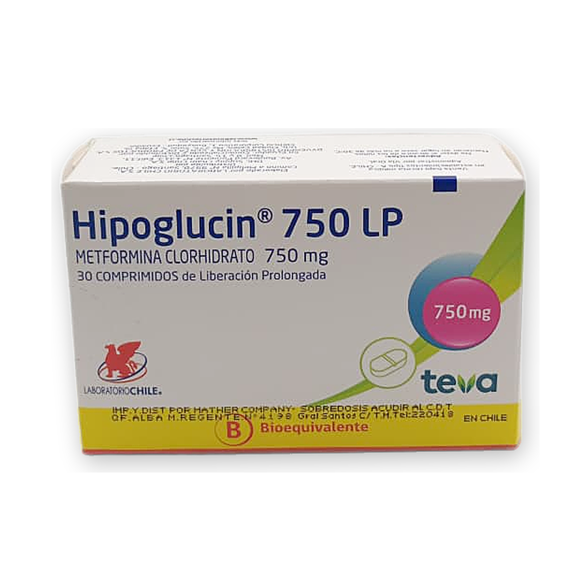Hipoglucin 750 lp comp. de lib. prol. caja x 30