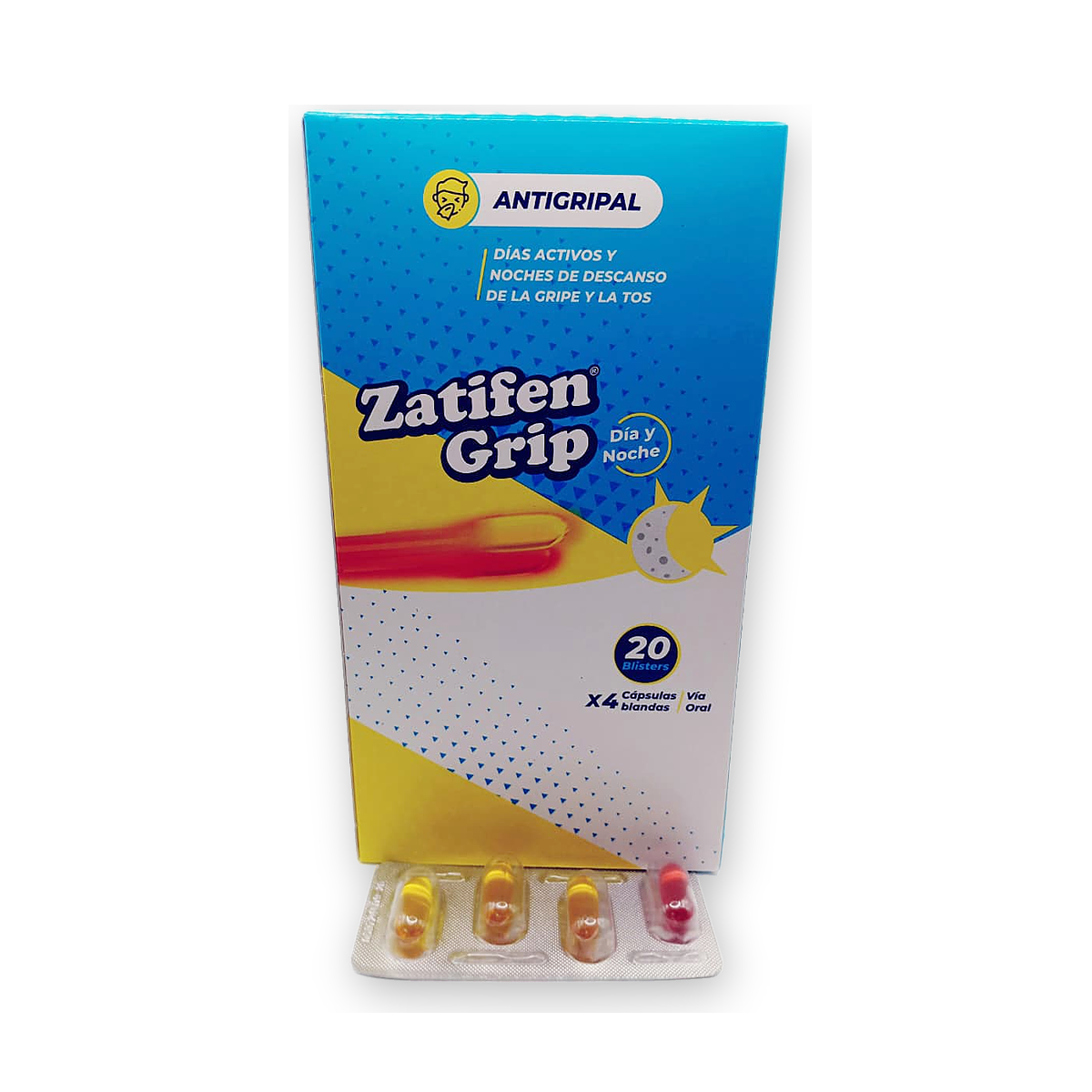 Zatifen grip dia y noche caps. balnd. exhib. x 20 blist. x 4