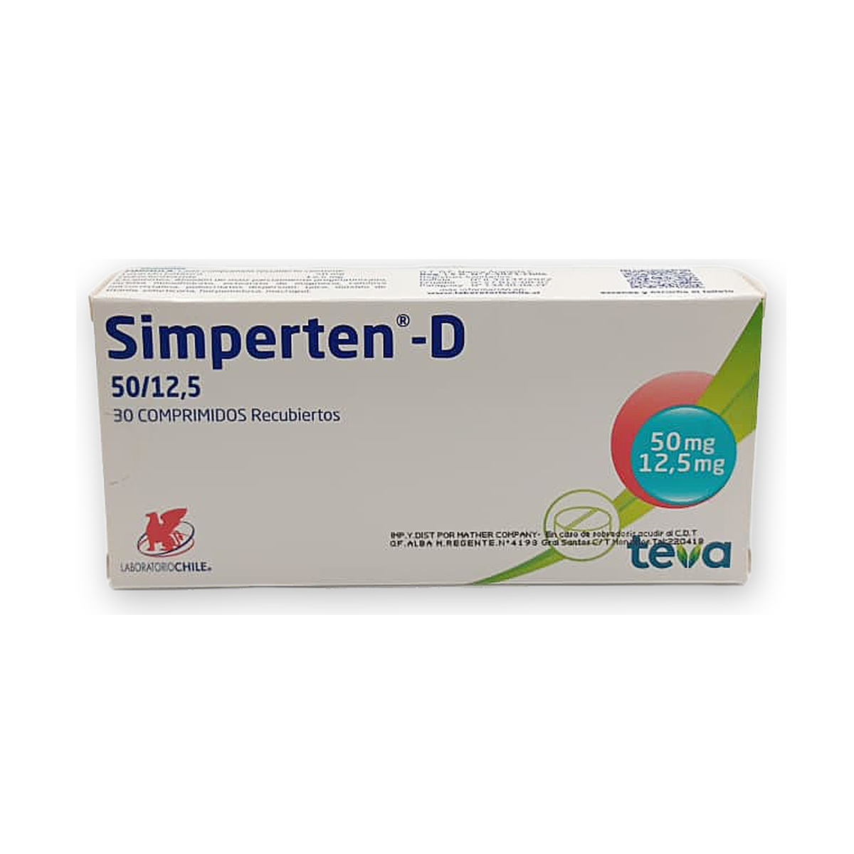 Simperten d 50 mg/12,5 mg. comp. rec. caja x 30