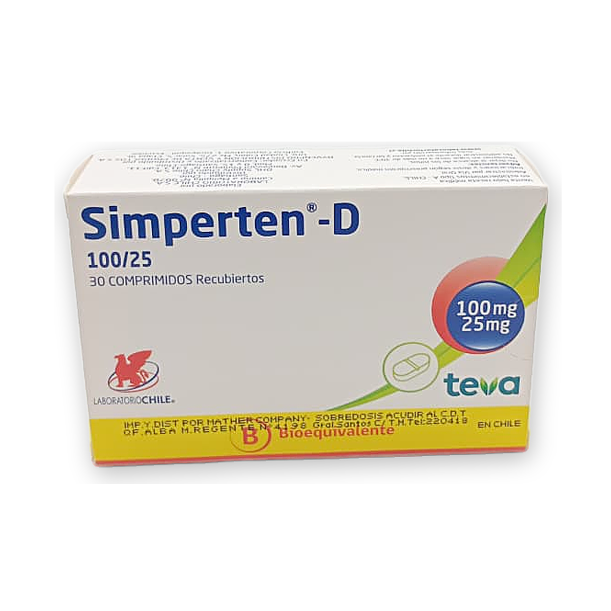 Simperten d 100 mg/25 mg. comp. rec. caja x 30