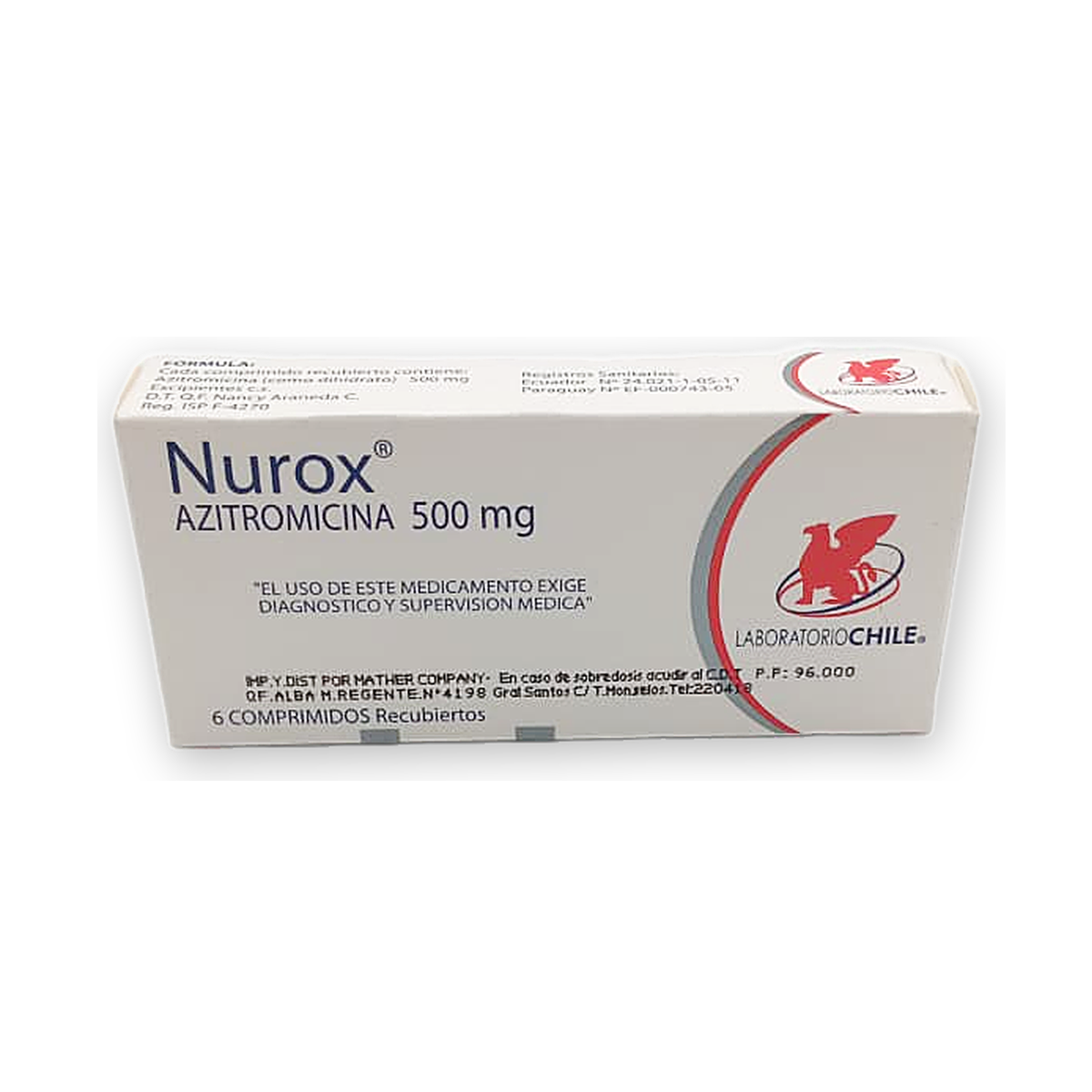 Nurox 500 mg. comp. rec. caja x 6