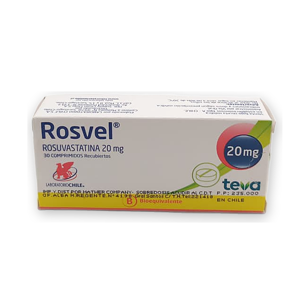 Rosvel 20 mg. comp. rec. caja x 30