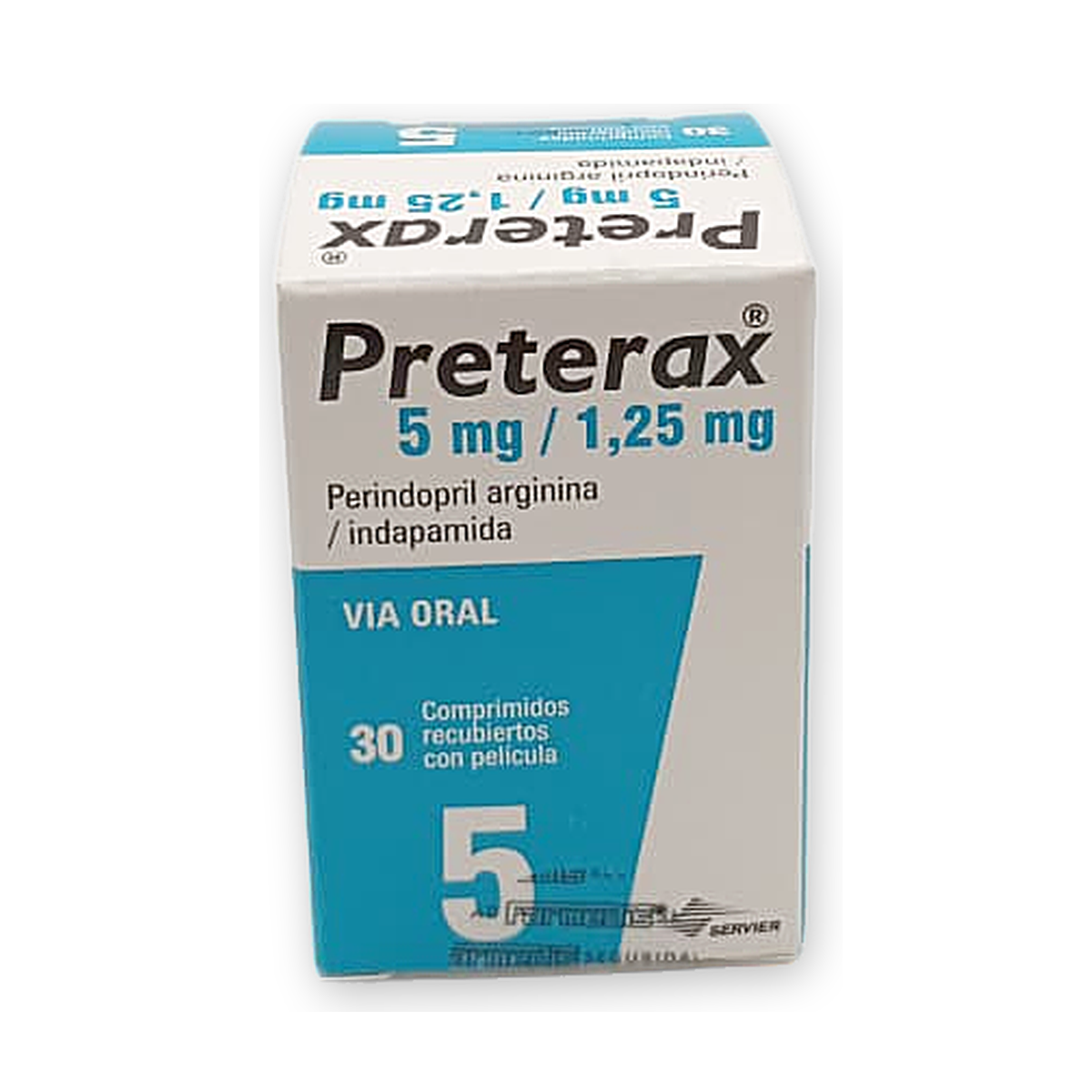 Preterax 5 mg/ 1,25 mg. comp. rec. c/pelicula caja x 30