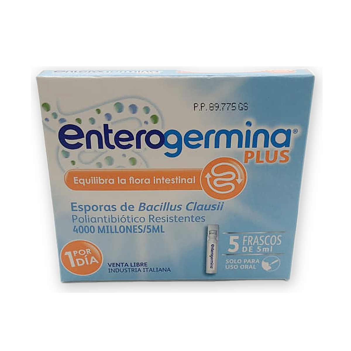Enterogermina plus susp. bebible caja x 5 fcos. x 5 ml.