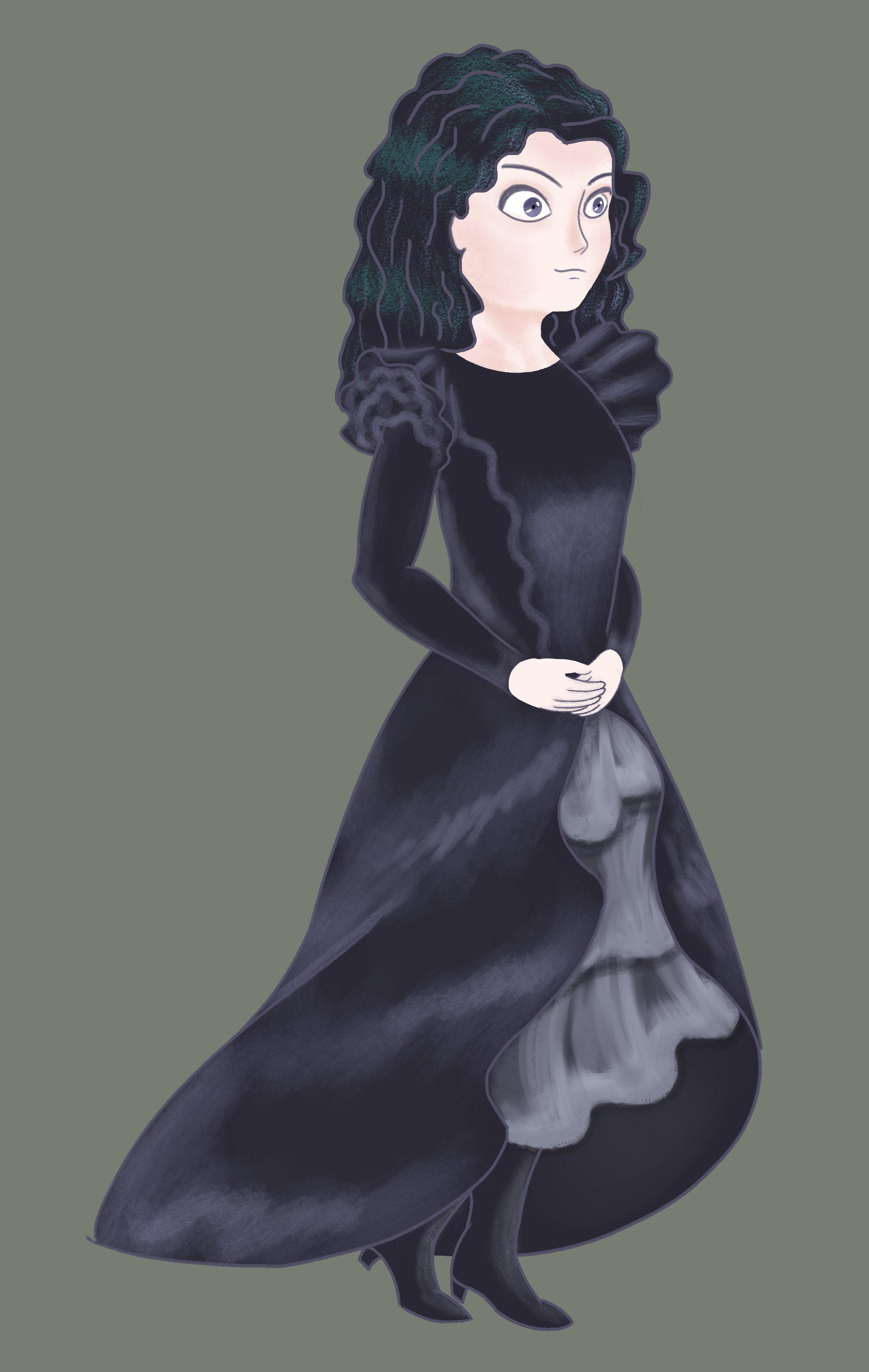 Alexandra Black in black clothes