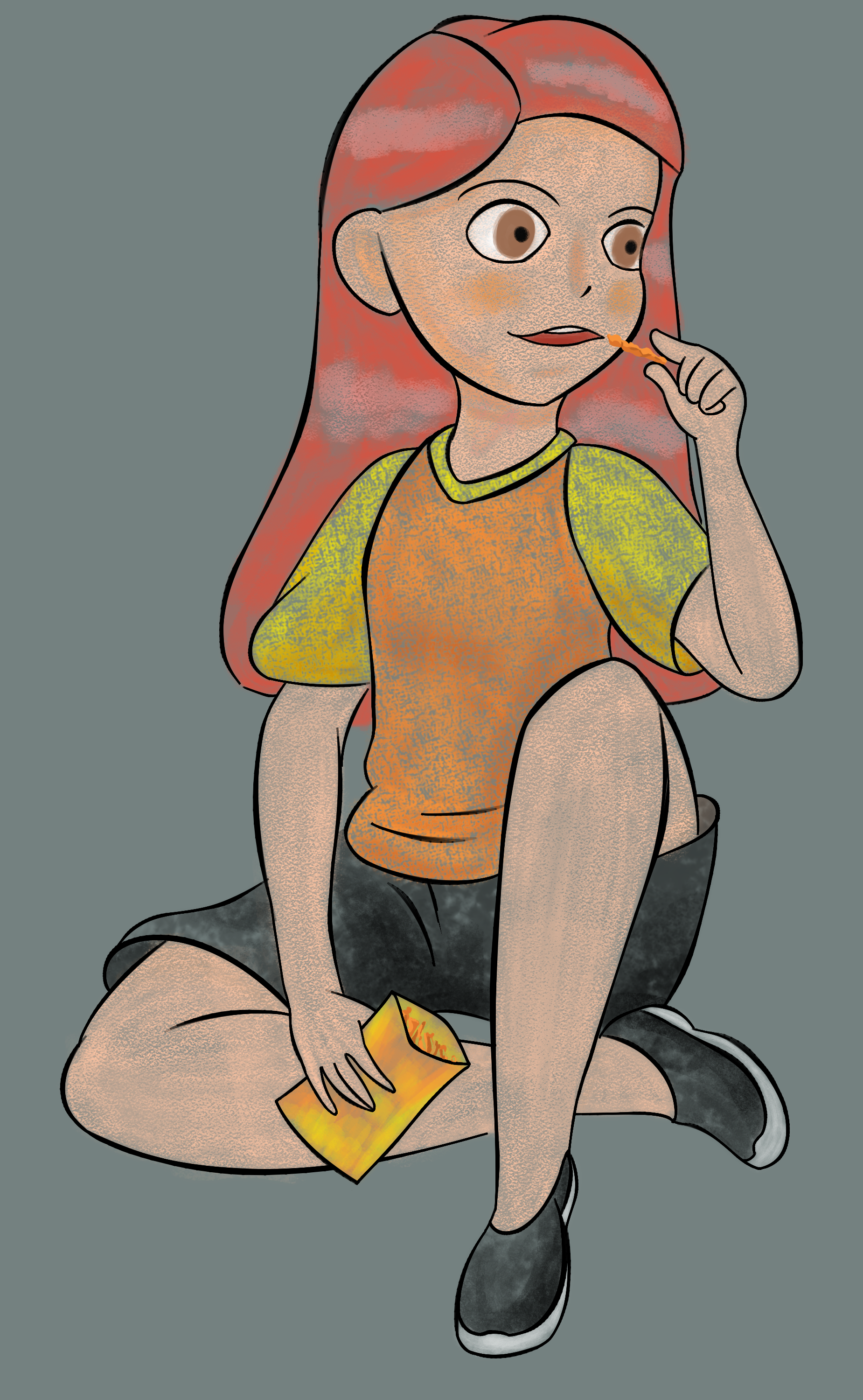 Ginny eating Cheetos