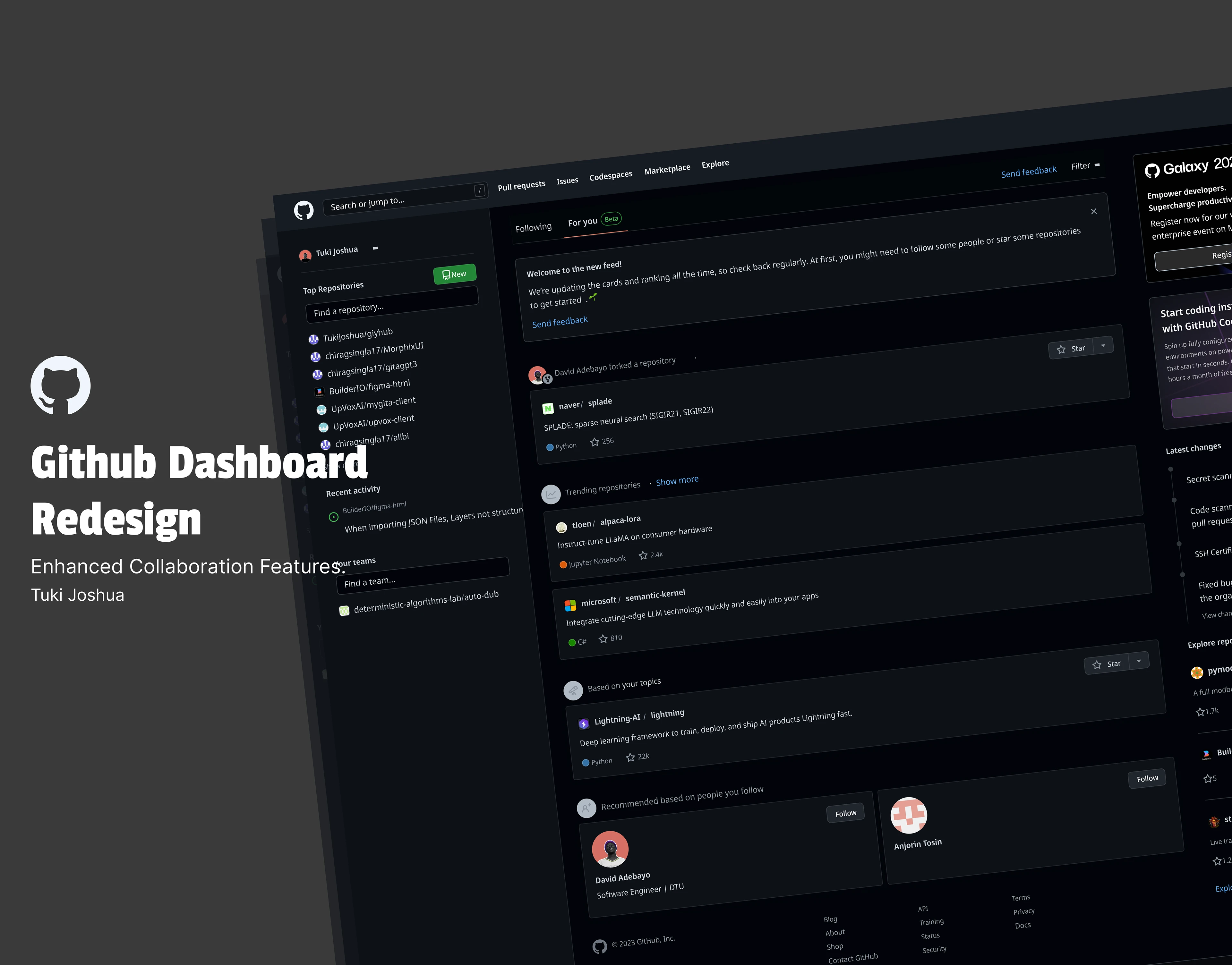 Github Dashboard redesign