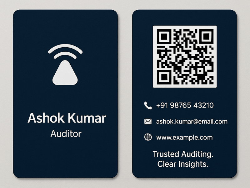 Smart NFC Auditor Business Card – Front & Back with QR Code