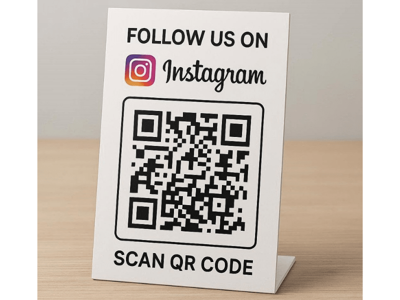 Instagram follow QR code stand