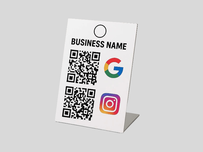 Google Review & Instagram Follow QR Stand (2-in-1)