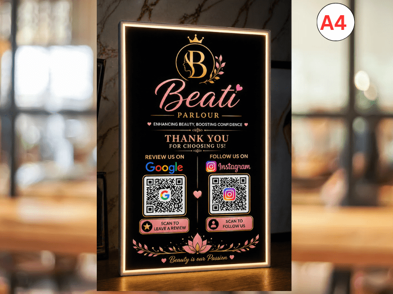 Upgrade your salon with our LED QR Stand - Buy Online India | TapNConnect