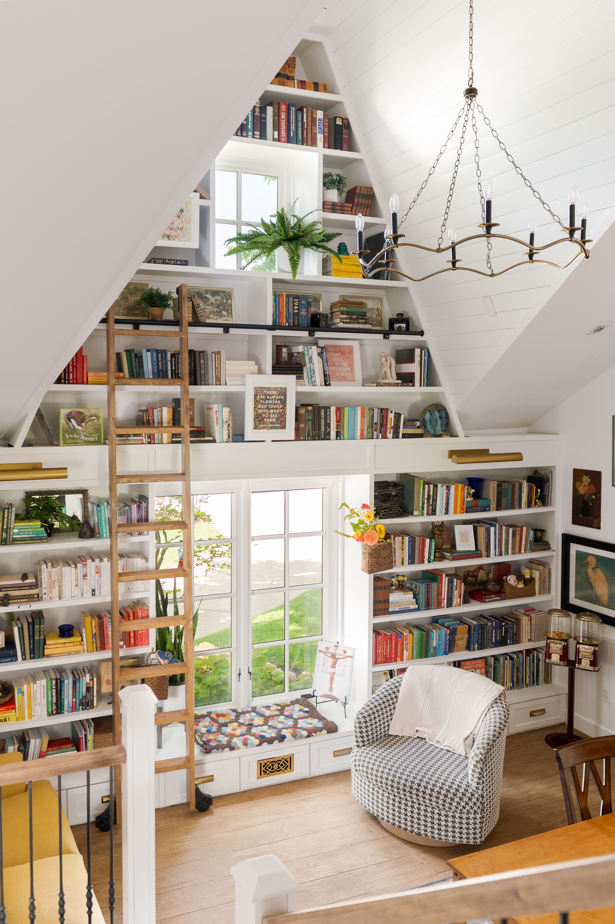Custom home library featured in 405 Magazine