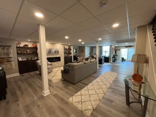 Denville NJ Basement 1 - Completed - Full view of finished basement Denville NJ Basement 1 - Completed - Full view of finished basement