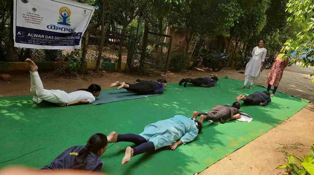 Yoga Training classes for students at Alwardas Degree College