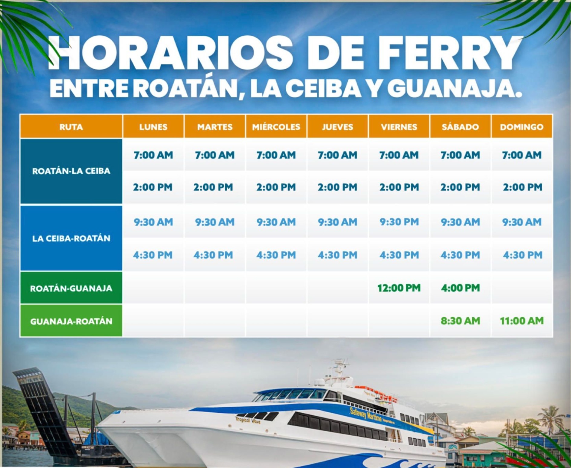 Guanaja Departures & Fares