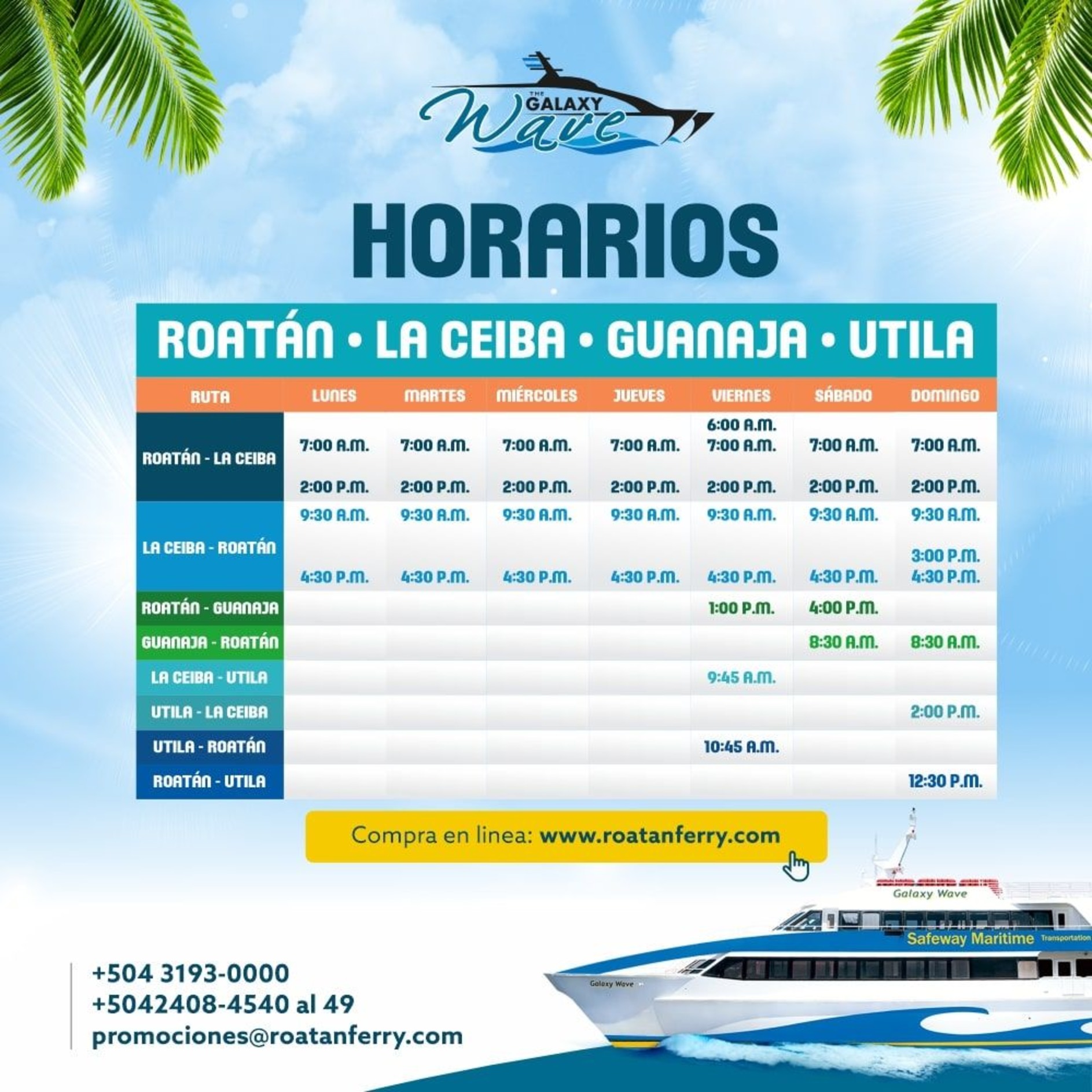 Guanaja Departures & Fares