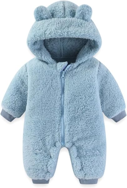 Baby Bear Outfit Suit Girls Boys Fleece Jumpsuit thumbnail 3