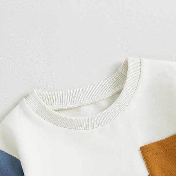 Toddler Baby Boy Fall Winter Clothes Color Block Long Sleeve Sweatshirt thumbnail 2