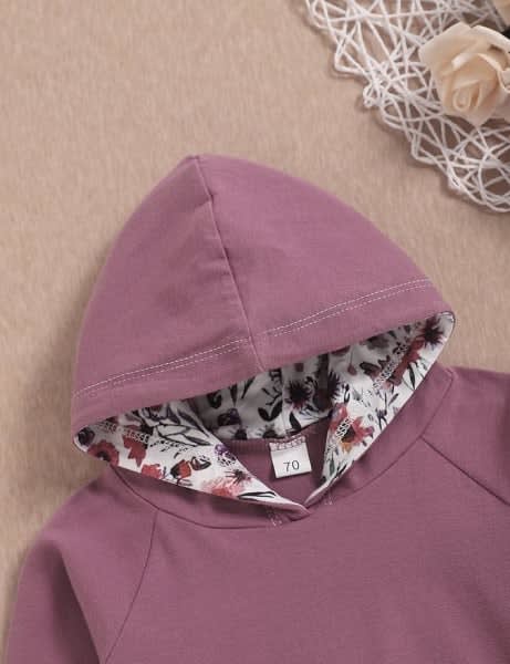 Baby Girl Clothes,Hoodie Tops Floral Pant with Cute Headband thumbnail 3
