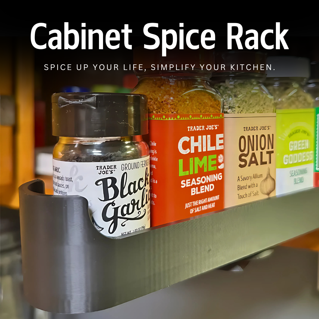 Cabinet Spice Rack -- Adjustable Kitchen Storage Organizer