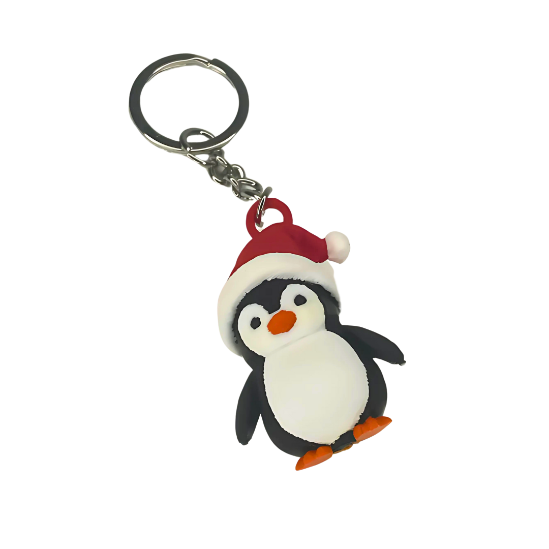 Penguin Christmas Hat Keychain -- Cute Festive Charm