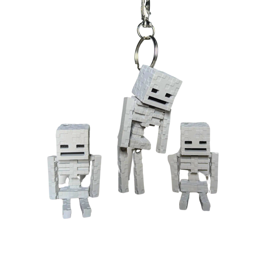 Minecraft Skeleton Keychain -- Pixelated Game Collectible