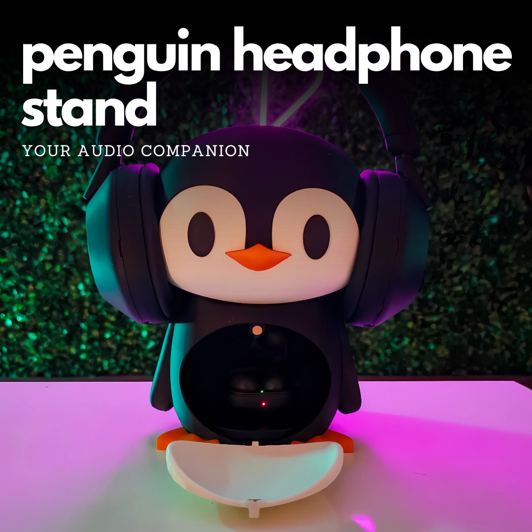 Penguin Headphone Stand -- Adorable Desk Organizer