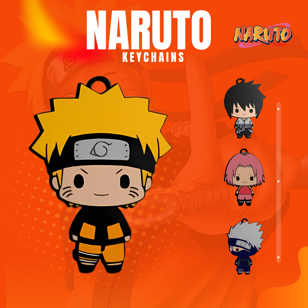 Naruto Keychain -- Hidden Leaf Village & Ninja Symbol Keyring