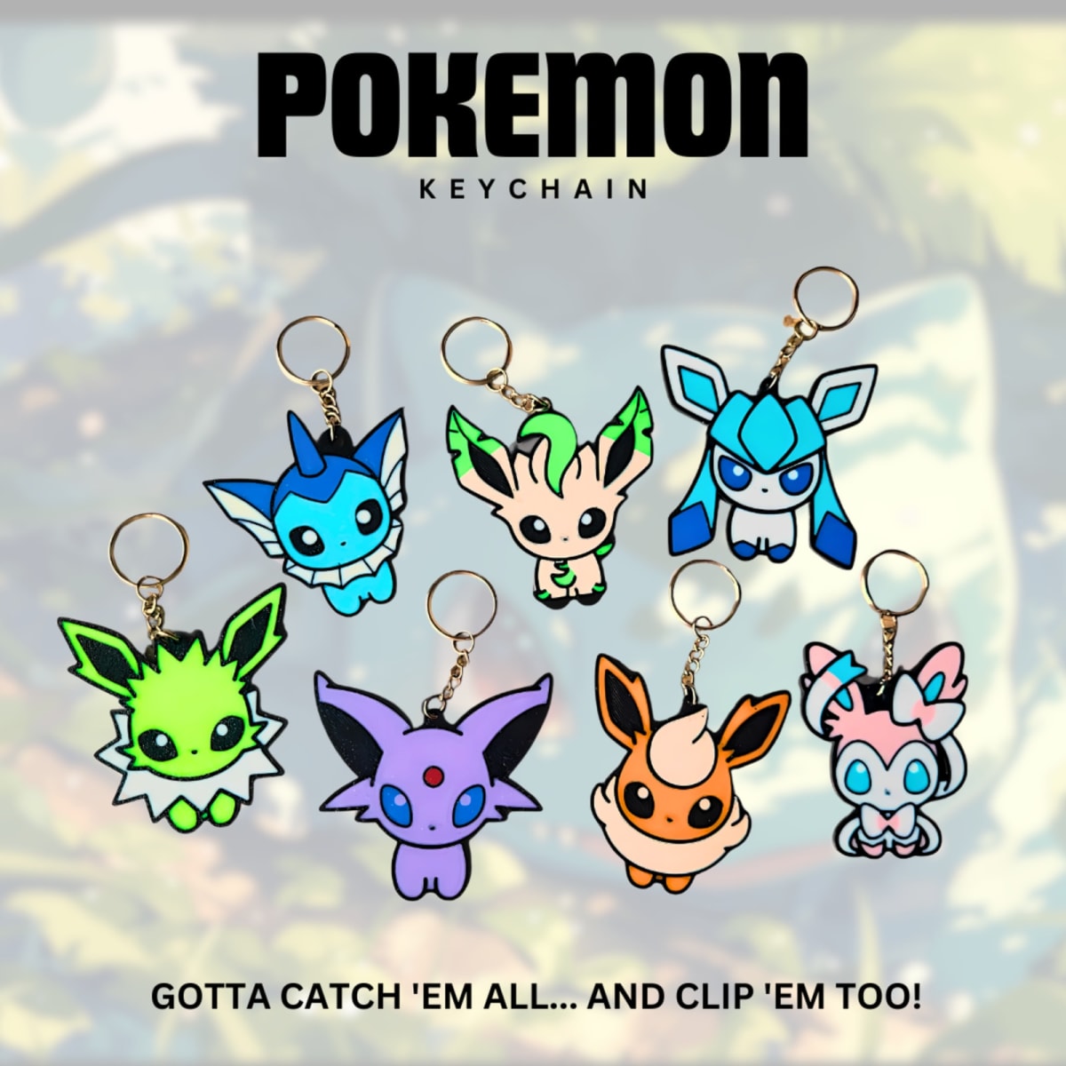 Pokémon Keychain – 3D Printed Pokéball & Character Charm