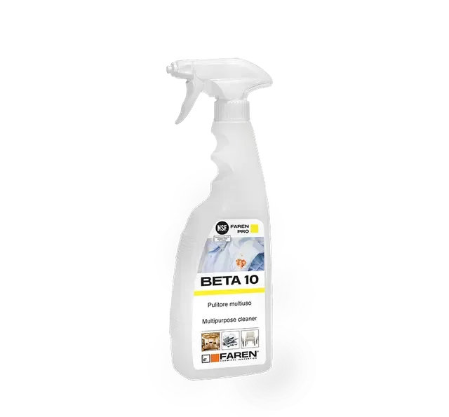 Faren BETA 10,Detergente Sgrassante Alcalino Attivo ideale per Tessuti,Metalli,Plastiche,Legno,a grande efficacia,750ml