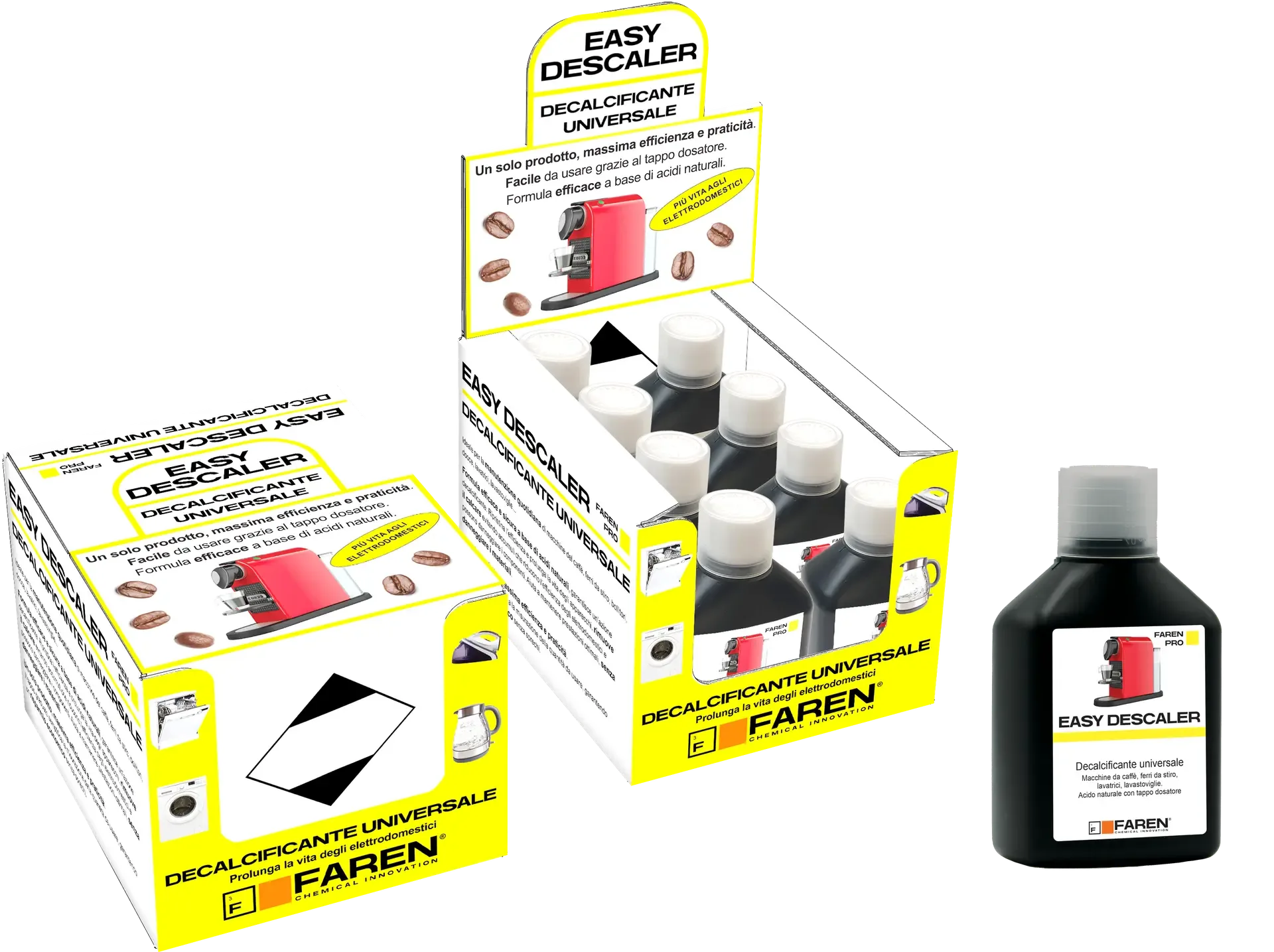 Faren EASY DESCALER, Anticalcare Universale per Elettrodomestici, Decalcificante Formico Sicuro, Ideale per Macchine da Caffè e Ferri da Stiro, 500 ml
