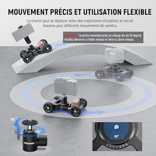 Vue 3 de Neewer Slider Dolly Motorise