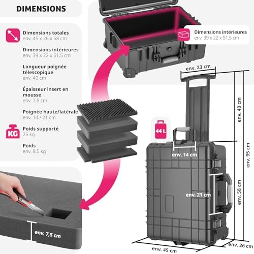 Vue 6 de Tectake Valise Roulettes