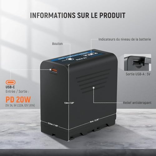Vue 2 de Neewer Batteries Rechange Npf
