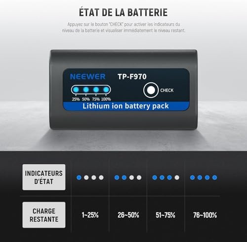 Vue 3 de Neewer Batteries Rechange Npf