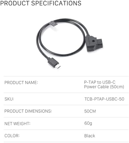 Vue 5 de Tilta Cable Dalimentation Ptap